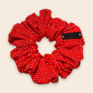 Katoen Jersey Midi Scrunchie Fel Rood met Witte Stippen