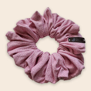Katoen Jersey Midi Scrunchie Roze met Witte Stippen