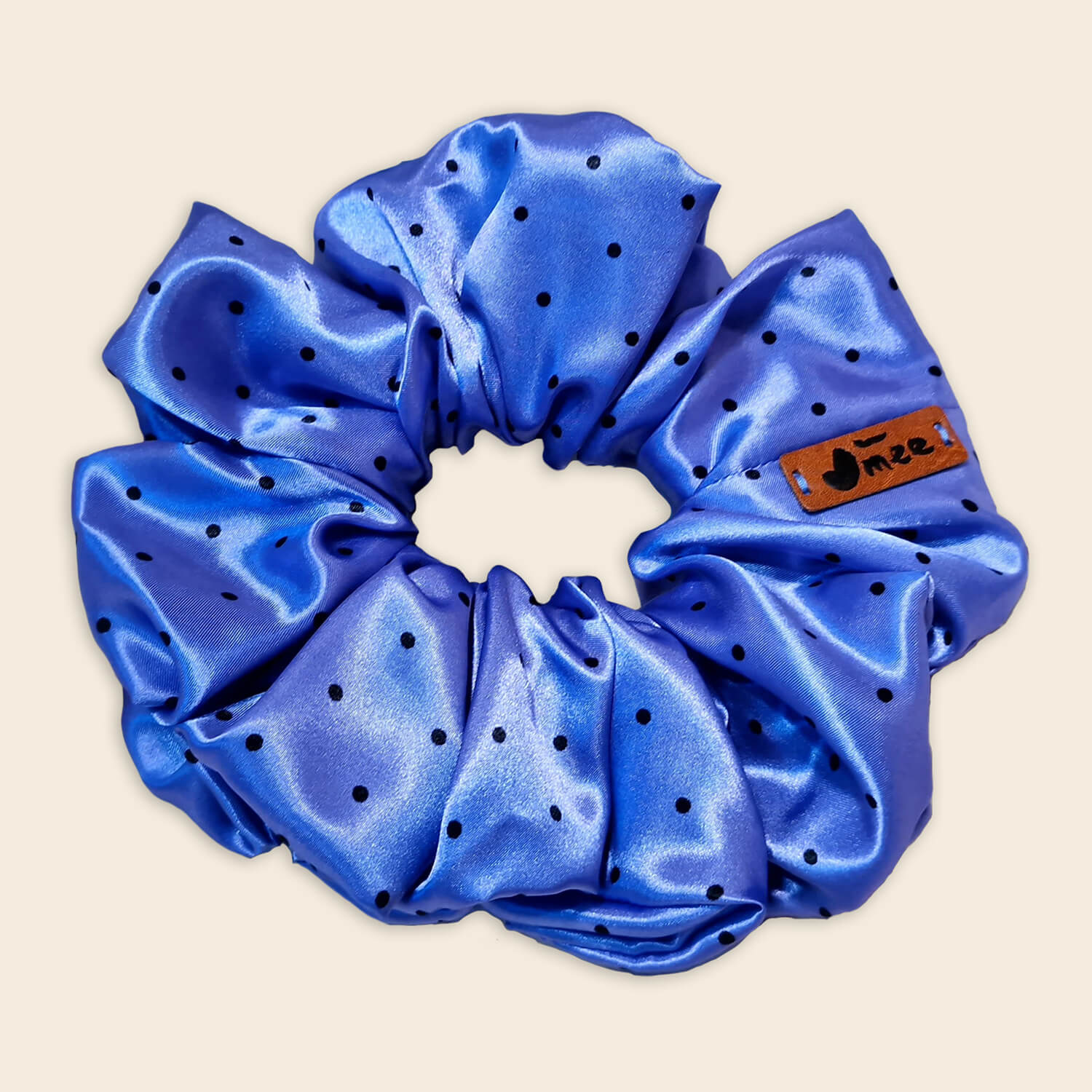 Lenore Maxi Scrunchie Blauw met Zwarte Stippen